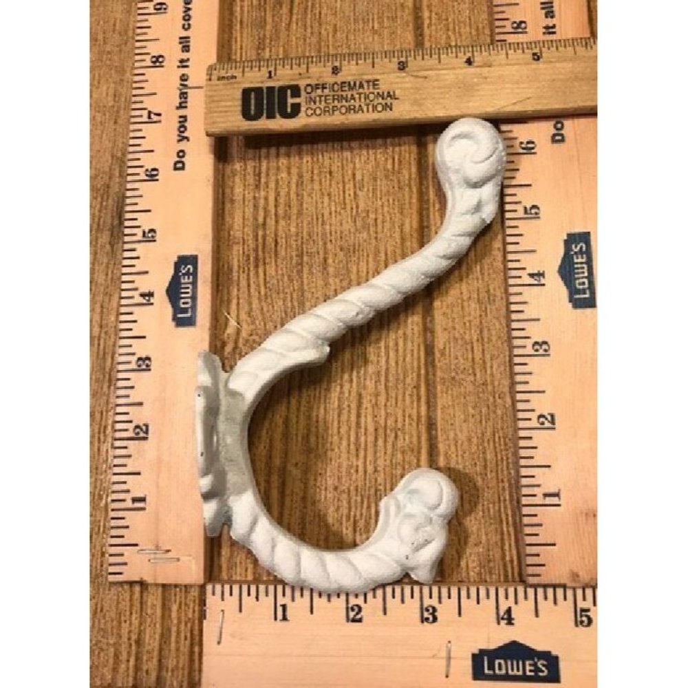 SIX (6) White Cast Iron Rope Wall Hooks 7" long Six (6) 0170-01209 - Picture 8 of 11